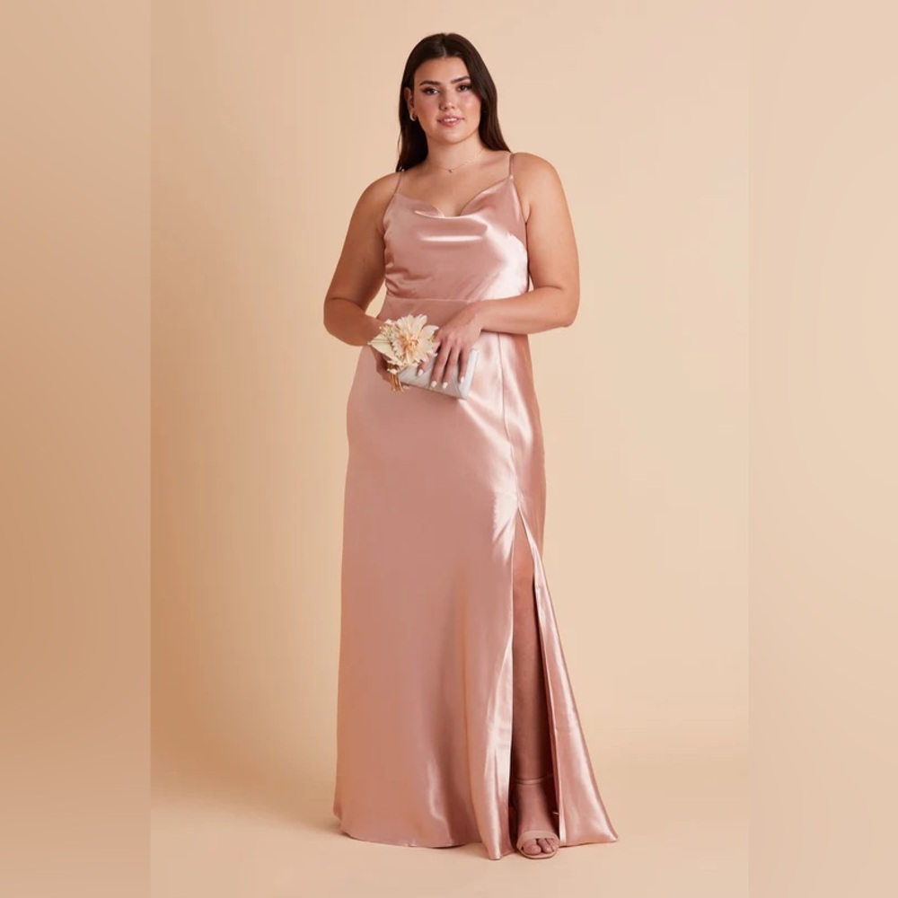 Birdy Grey Lisa Long Dress in Satin Rose Gold size L